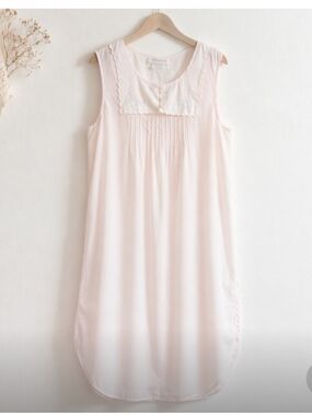 Vintage Barbizon Pink Embroidered Nightgown Sleeveless Cottagecore Size L